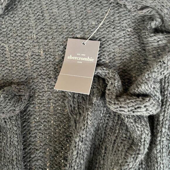 Abercrombie & Fitch Cardigan Sweater Girls M 12 Black White Fair Isle Open Front - Picture 5 of 11
